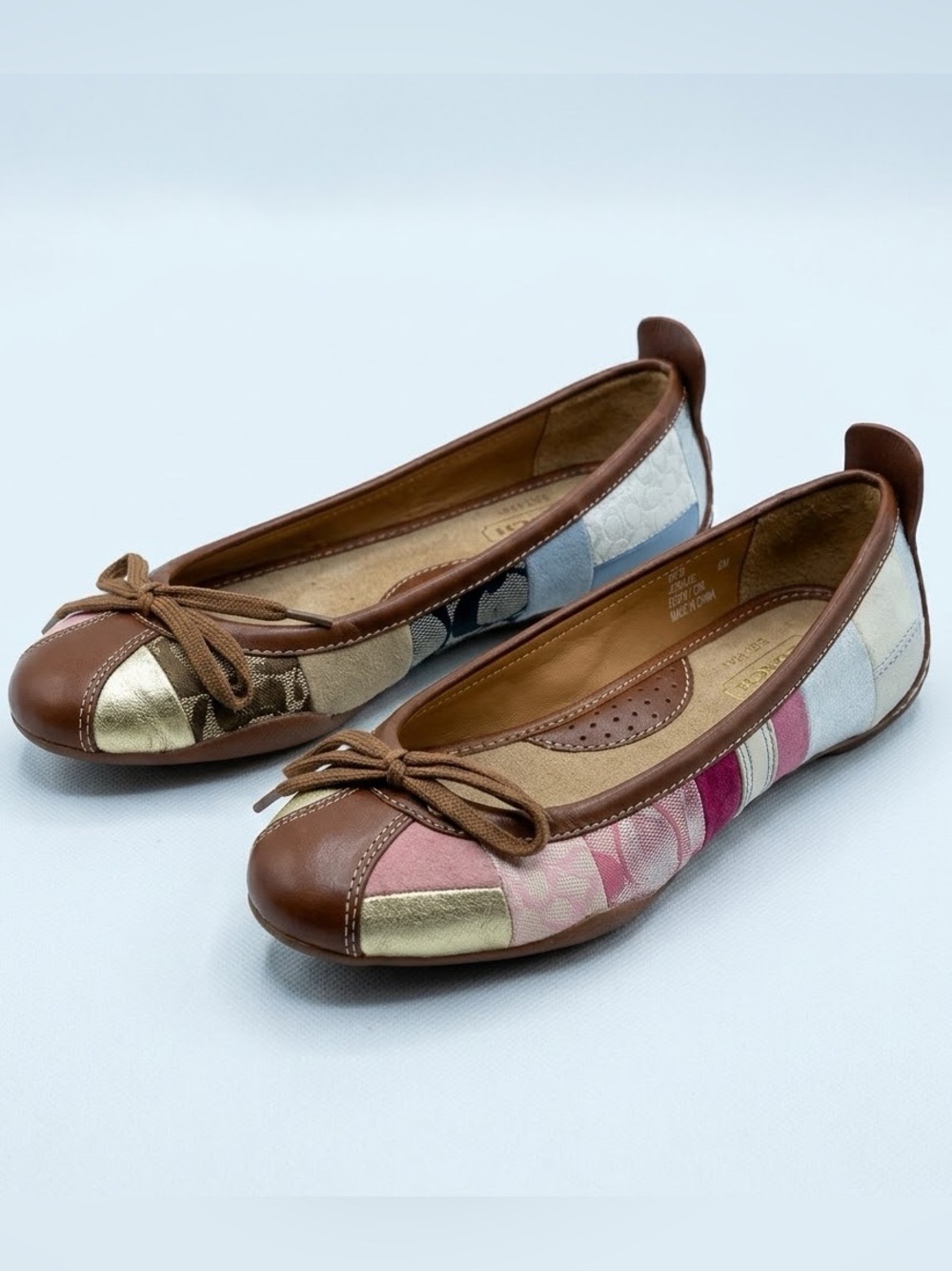 Vintage Coach Jenilee Patchwork Suede Size 6 Y2K New Pink Blue